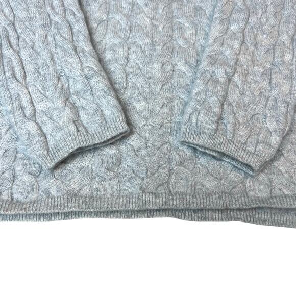 Garnet Hill Cashmere Cable Knit Turtleneck Sweater Gray Size Medium - Picture 7 of 9